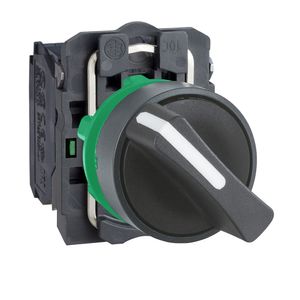 Comutador ø22mm plástico, 2 posições fixas, manopla curta, 2na  xb5ad23