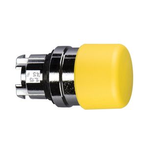 Cabeçote para botão ø22mm metálico, retorno por mola, cogumelo ø30mm, amarelo